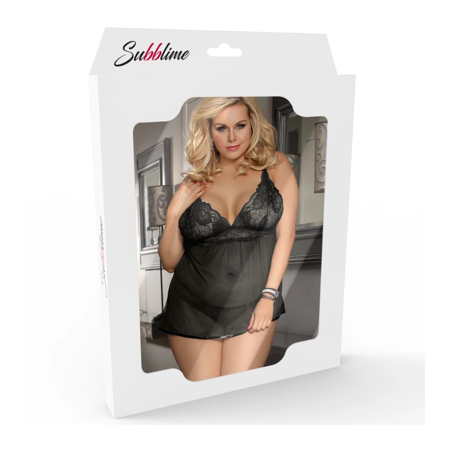 SUBBLIME - BABYDOLL LACCI FLOREALI ROSSO L / XL